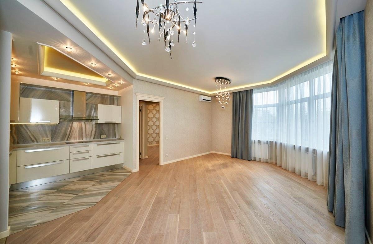 Contemporary interior with detailed false ceiling